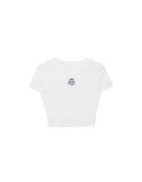 AIR SPACE Logo Embroidered Ribbed Knit Fitted Top