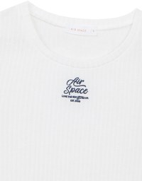 AIR SPACE Logo Embroidered Ribbed Knit Fitted Top