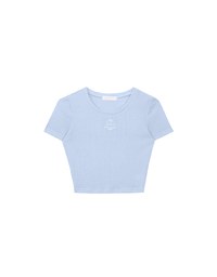 AIR SPACE Logo Embroidered Ribbed Knit Fitted Top