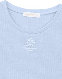 AIR SPACE Logo Embroidered Ribbed Knit Fitted Top