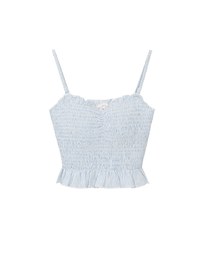 Ruched Striped Padded Cami Cropped Top with Ruffle Hem