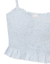 Ruched Striped Padded Cami Cropped Top with Ruffle Hem