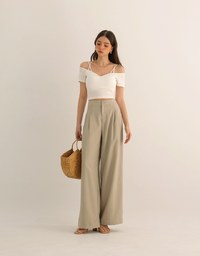 Sexy Off Shoulder Ribbed Knit Padded Top with Double Thin Straps