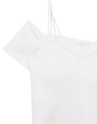 Sexy Off Shoulder Ribbed Knit Padded Top with Double Thin Straps