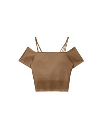 Sexy Off Shoulder Padded Bra Top Knitted Cotton Synthetics Cropped Top ( Removable Paddings)