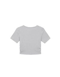 AIR SPACE LOGO Embroidered Cropped Ribbed Top with Side Ruched Detail