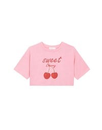 Cotton Fruits Graphic Printed Short Sleeve Cropped Top