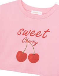 Cotton Fruits Graphic Printed Short Sleeve Cropped Top