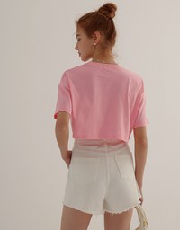 Cotton Fruits Graphic Printed Short Sleeve Cropped Top
