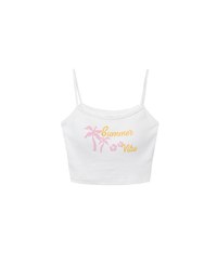 Summer Vibe Palm Embroidery Detail Padded Cami Crop Top