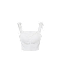 Ruched Sweetheart Neckline Double Strap Bow Tie Padded Tank Top