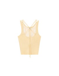 Minimalist Halter Neck Knit Padded Tank Top with Cross Back Tie Detail