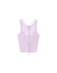 Minimalist Halter Neck Knit Padded Tank Top with Cross Back Tie Detail