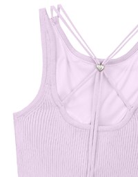 Minimalist Halter Neck Knit Padded Tank Top with Cross Back Tie Detail