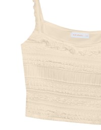 Smocked Cami Top with Lace Textured Ruffle Trim Straps