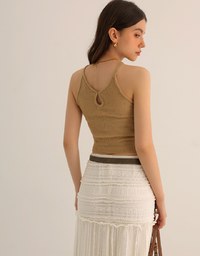 2 Way Cutout Knit Padded Cami Crop Top