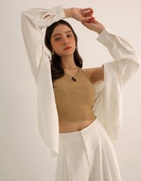 2 Way Cutout Knit Padded Cami Crop Top