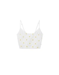 Lemon Embroidered V Neck Cami Padded Crop Top