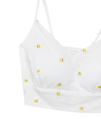 Lemon Embroidered V Neck Cami Padded Crop Top