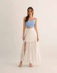 Lemon Embroidered V Neck Cami Padded Crop Top
