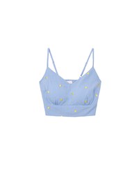 Lemon Embroidered V Neck Cami Padded Crop Top