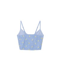 Lemon Embroidered V Neck Cami Padded Crop Top