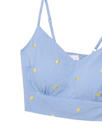 Lemon Embroidered V Neck Cami Padded Crop Top