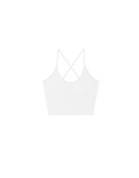 U Neck Sculpting Spaghetti Strap Cami Padded Top with Cross Strap Back Detail