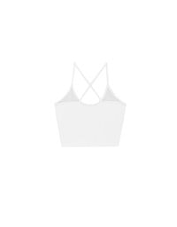 U Neck Sculpting Spaghetti Strap Cami Padded Top with Cross Strap Back Detail