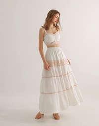 Ruched Sweetheart Boho Embroidered Padded Cami Top