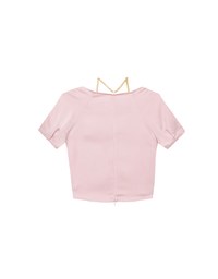 Soft Chiffon Cold Shoulder Top with Gold Chain Trim