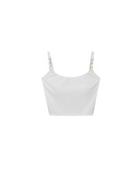 Cooling Fabric Cropped Cami Bra Top with Gold Chain Detail