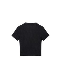 Crinkled Textured V Neck Fitted Button Shirt Top with Collar