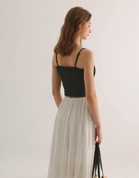 Crochet Lace Trim Tie Front Cami Padded Top
