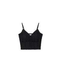 Crochet Lace Trim Tie Front Cami Padded Top
