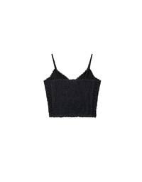 Crochet Lace Trim Tie Front Cami Padded Top