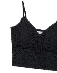 Crochet Lace Trim Tie Front Cami Padded Top