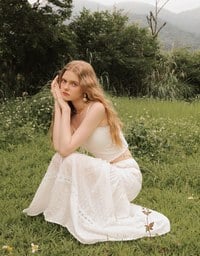 Crochet Lace Trim Tie Front Cami Padded Top