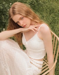 Crochet Lace Trim Tie Front Cami Padded Top