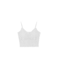 Crochet Lace Trim Tie Front Cami Padded Top
