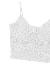 Crochet Lace Trim Tie Front Cami Padded Top
