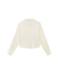 Heart Patterned Dot Button Up Blouse with Relaxed Collar Design