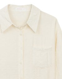 Heart Patterned Dot Button Up Blouse with Relaxed Collar Design