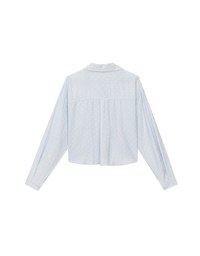 Heart Patterned Dot Button Up Blouse with Relaxed Collar Design