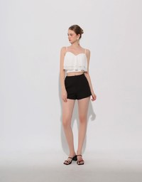 Double Ruffled Layered Chiffon Padded Camisole Top with Adjustable Straps