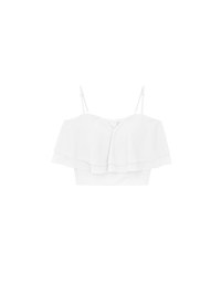 Double Ruffled Layered Chiffon Padded Camisole Top with Adjustable Straps