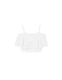 Double Ruffled Layered Chiffon Padded Camisole Top with Adjustable Straps