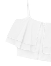 Double Ruffled Layered Chiffon Padded Camisole Top with Adjustable Straps