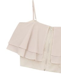 Double Ruffled Layered Chiffon Padded Camisole Top with Adjustable Straps