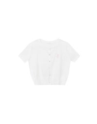 【Lyra & Toby】Embroidery Graphic Ribbed Buttoned Knit Cardigan Top